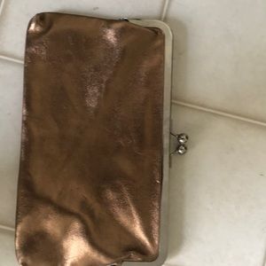 Rose gold clutch purse